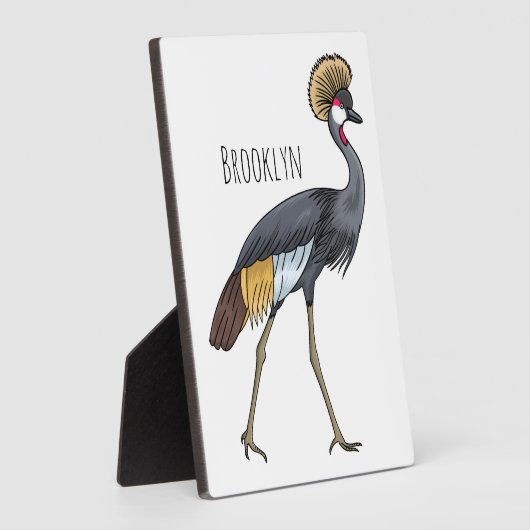 灰色の冠の鶴の鳥の漫画イラストレーション フォトプラーク (側面)