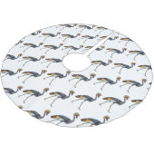 灰色の冠の鶴の鳥の漫画イラストレーション ブラッシュドポリエステルツリースカート (アングル)