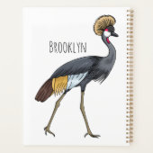 灰色の冠の鶴の鳥の漫画イラストレーション プランナー手帳 (裏面)