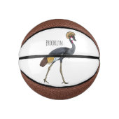 灰色の冠の鶴の鳥の漫画イラストレーション ミニバスケットボール (正面)