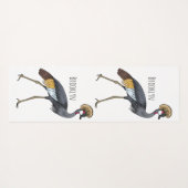 灰色の冠の鶴の鳥の漫画イラストレーション ヨガマット (裏面(横))