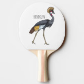 灰色の冠の鶴の鳥の漫画イラストレーション 卓球ラケット (裏面)
