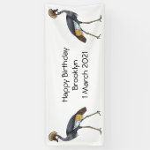 灰色の冠の鶴の鳥の漫画イラストレーション 横断幕 (縦)