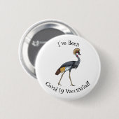 灰色の冠の鶴の鳥の漫画イラストレーション 缶バッジ (正面&裏面)