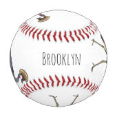 灰色の冠の鶴の鳥の漫画イラストレーション 野球ボール (正面)