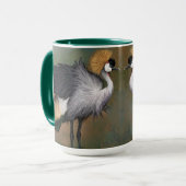 灰色の冠を付けたクレーンマグ美しい鳥 マグカップ (正面左)