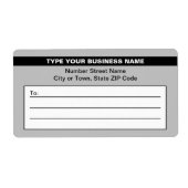 灰色の出荷ラベルで強調表示されたビジネス名 ラベル (正面)