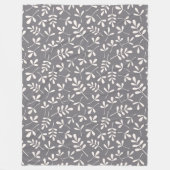 灰色の分類された葉パターンクリーム フリースブランケット (正面)