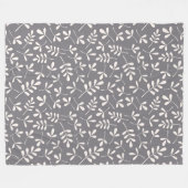 灰色の分類された葉パターンクリーム フリースブランケット (正面(横))