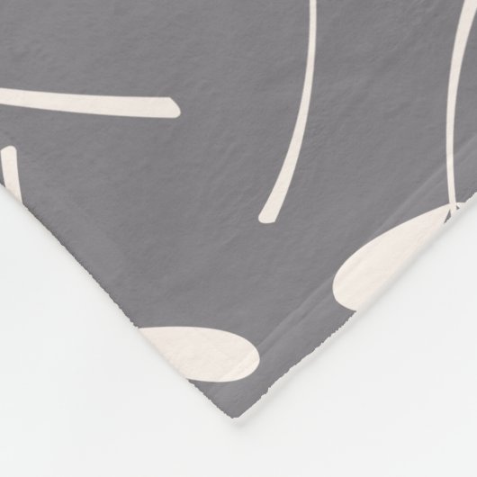 灰色の分類された葉パターンクリーム フリースブランケット (角)