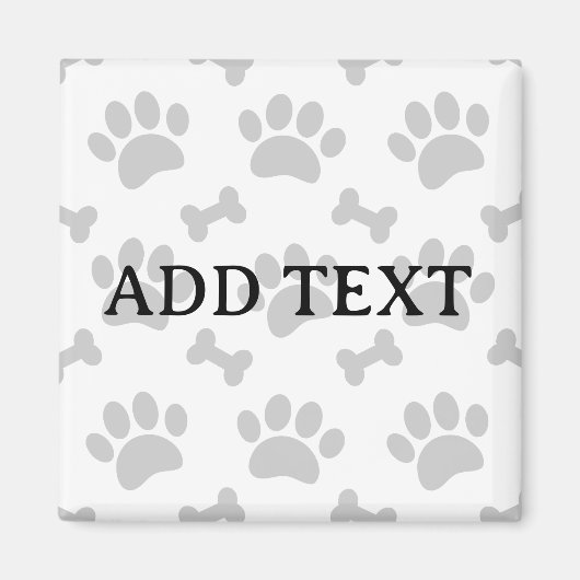 灰色の前足と骨のパターン マグネット (正面)