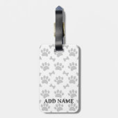 灰色の前足と骨のパターン ラゲッジタグ (裏面縦)