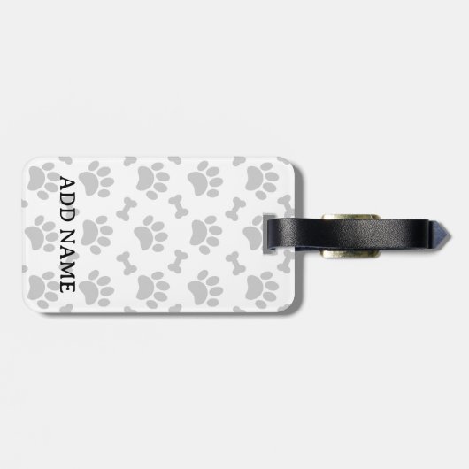 灰色の前足と骨のパターン ラゲッジタグ (裏面横)