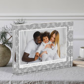 灰色の北欧エレガントのスノーフレークのパターンのクリスマス フォトブロック