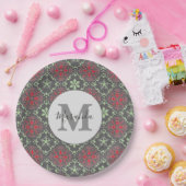 灰色の北欧スノーフレーク冬のモノグラムパターン ペーパープレート (パーティー)