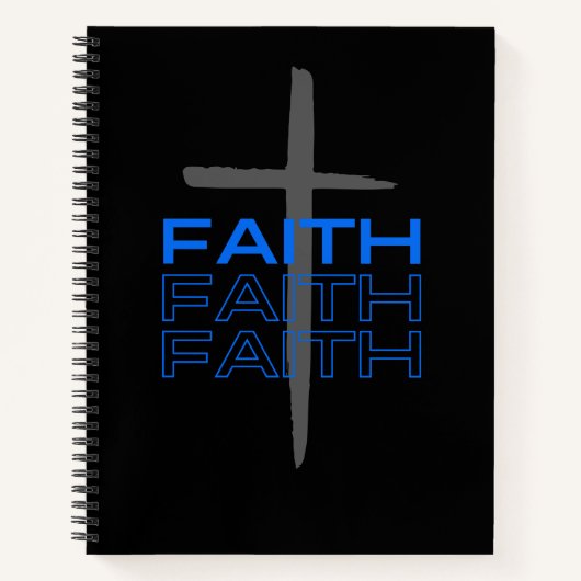 灰色の十字架と青い信仰の言葉 ノートブック (正面)