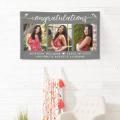 灰色の卒業式3写真モダン書道ハート 横断幕 (インサイチュ)