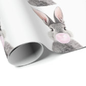 灰色の吹ウサギのピンクバブルガム ラッピングペーパー (ロールコーナー)