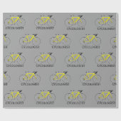 灰色の嚢胞専門医文字付き黄色の自転車 ラッピングペーパー (フラット)