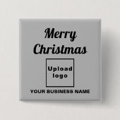 灰色の四角いボタンにビジネスのクリスマスグリーティング 缶バッジ (正面)