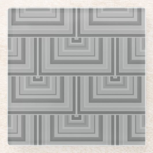 灰色の四角はかりで測形 ガラスコースター (正面)