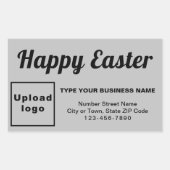 灰色の四角形のステッカーにビジネス復活挨拶 長方形シール (正面)