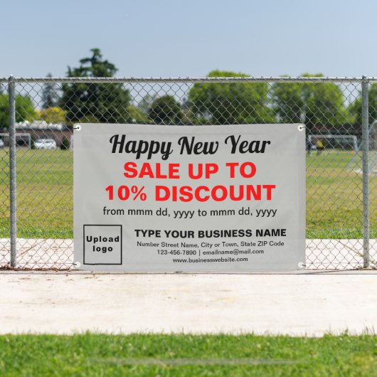 灰色の四角形のバナーで新年のセール 横断幕 (インサイチュ)