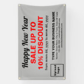 灰色の四角形のバナーで新年のセール 横断幕 (縦)