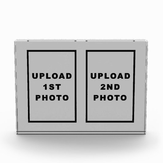 灰色の四角形のフォトブロック上の2枚の写真 フォトブロック (正面)