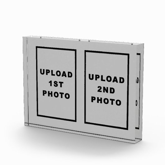 灰色の四角形のフォトブロック上の2枚の写真 フォトブロック (右)