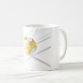 灰色の地球のマグとの白 コーヒーマグカップ (正面右)