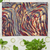 灰色の基金を越えた赤に対するオレンジ色のリボンの戦争 キッチンタオル (折り畳み)