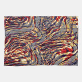 灰色の基金を越えた赤に対するオレンジ色のリボンの戦争 キッチンタオル (横)