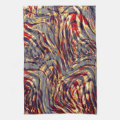 灰色の基金を越えた赤に対するオレンジ色のリボンの戦争 キッチンタオル (縦)