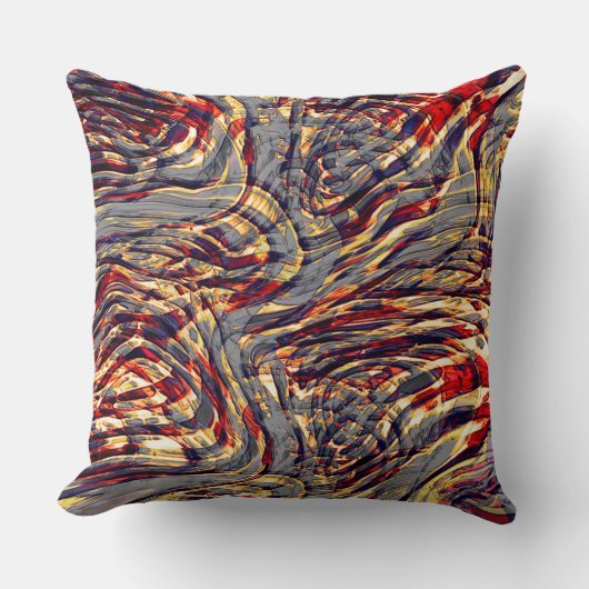 灰色の基金を越えた赤に対するオレンジ色のリボンの戦争 クッション (正面)