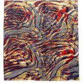 灰色の基金を越えた赤に対するオレンジ色のリボンの戦争 シャワーカーテン (正面)