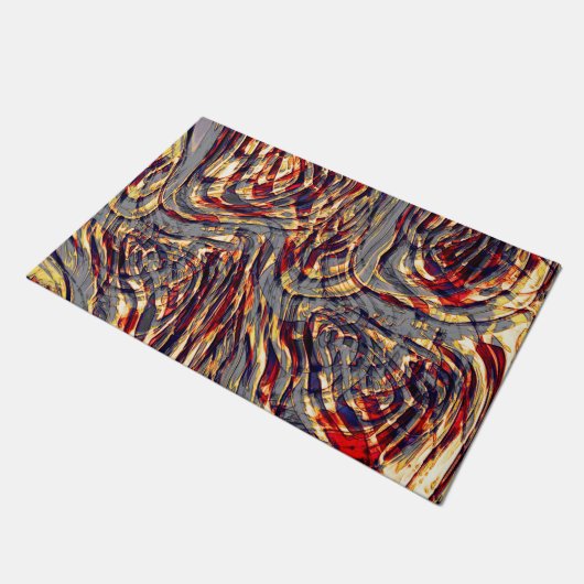 灰色の基金を越えた赤に対するオレンジ色のリボンの戦争 ドアマット (アングル)