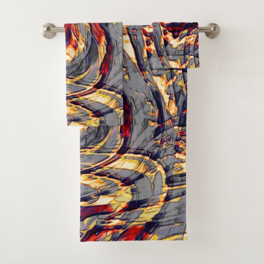 灰色の基金を越えた赤に対するオレンジ色のリボンの戦争 バスタオルセット (インサイチュ)