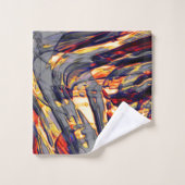 灰色の基金を越えた赤に対するオレンジ色のリボンの戦争 バスタオルセット (ウォッシュタオル)