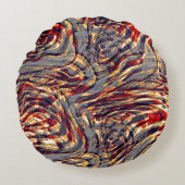 灰色の基金を越えた赤に対するオレンジ色のリボンの戦争 ラウンドクッション (正面)