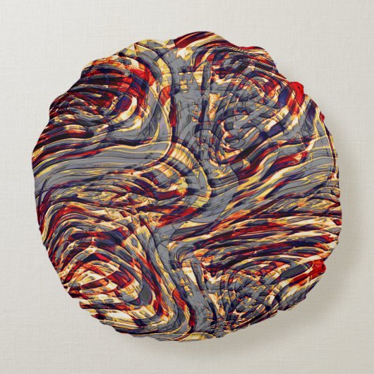 灰色の基金を越えた赤に対するオレンジ色のリボンの戦争 ラウンドクッション (裏面)