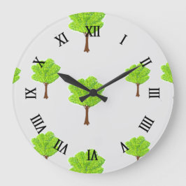 灰色の夏の木 ラージ壁時計