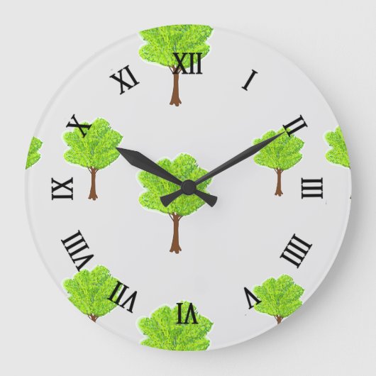 灰色の夏の木 ラージ壁時計 (正面)