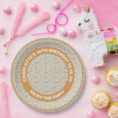 灰色の夏の花のシームレスなパターン ペーパープレート (パーティー)