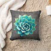 灰色の多肉質の水彩 クッション (ブランケット)