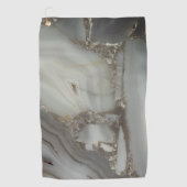 灰色の大理石と金ゴールド静脈 ゴルフタオル (正面)