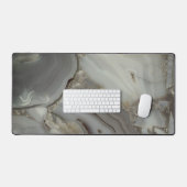灰色の大理石と金ゴールド静脈 デスクマット (キーボード&マウス)
