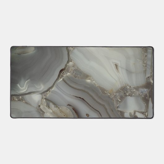 灰色の大理石と金ゴールド静脈 デスクマット (正面)