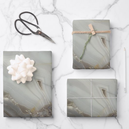 灰色の大理石と金ゴールド静脈 ラッピングペーパーシート (正面)