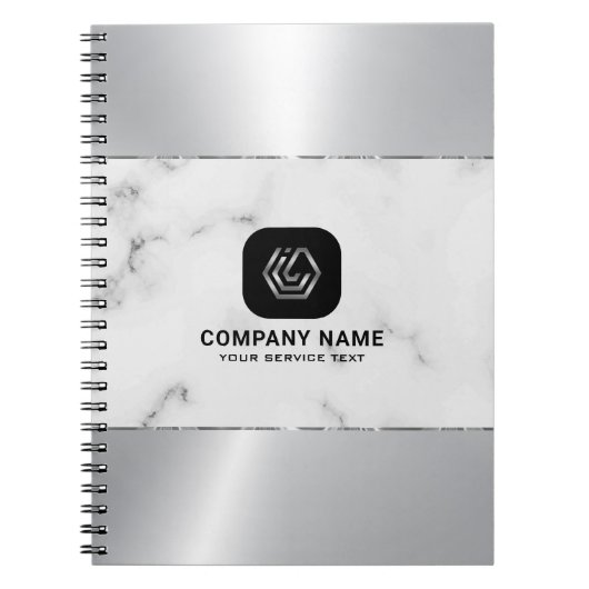 灰色の大理石と金属製のシルバーのテクスチャ ノートブック (正面)